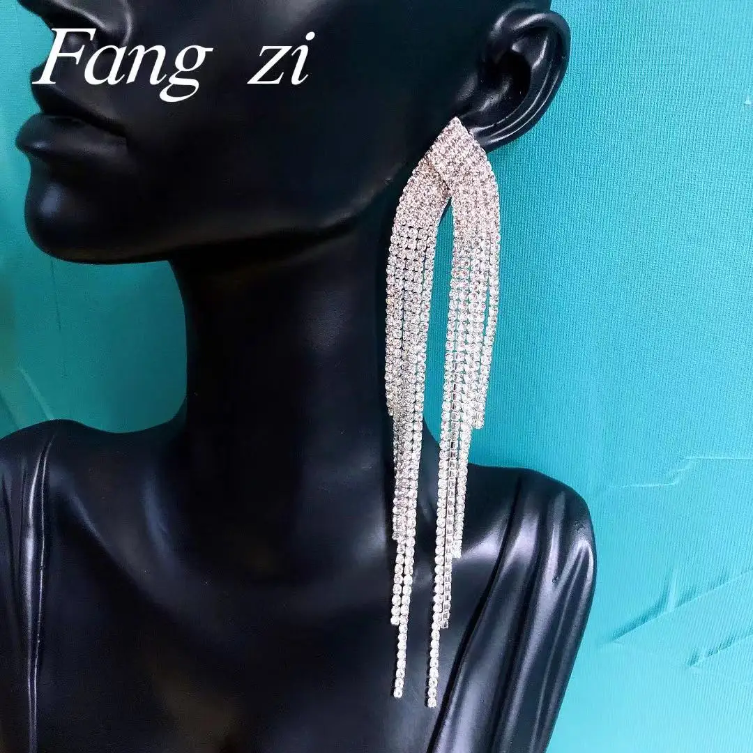 Fashion new shiny crystal long Tassel Earrings women's exquisite luxury Earrings Jewelry give her a special gift