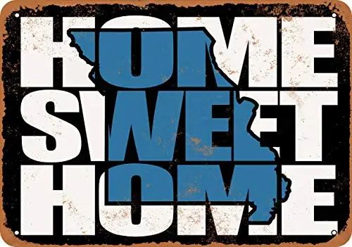 Metal Sign - Home Sweet Home Missouri Black Blue - Vintage Look Wall Decor for Cafe beer Bar Decoration Crafts