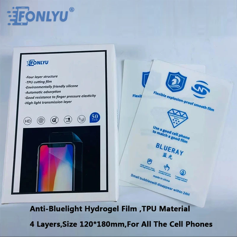 

FONLYU Anti-Blueray Hydrogel Film Hydrolic Sheet For realme Screen Protector Film Cutting Machine Mobile Phone Repair Tool 50pcs