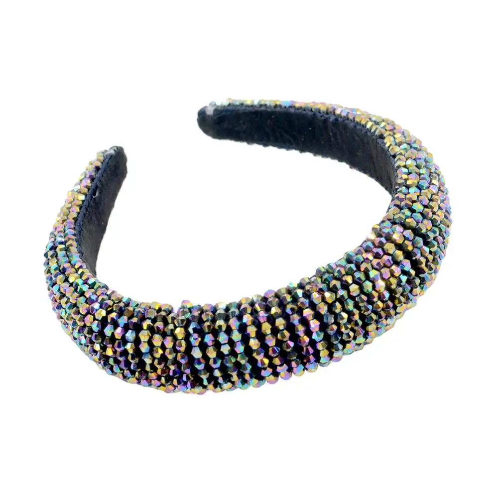 Hot Selling New Bling Crystal Beaded Headbands Colorful Rhinestone Hairband Diamond Padded Headband for Women Hair Accessories