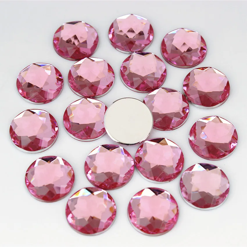 Micui 50pcs 16mm Round Chamfering Acrylic Rhinestones Flatback Crystals Rhinestone For Garment CraftAccessories MC672