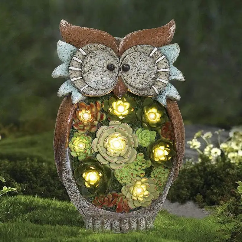 

Garden Statue Resin Owl Tortoise Snails Figurine Garden Lawn Ornaments with Solar LED Lights for Outdoor Yard Garden Decorations