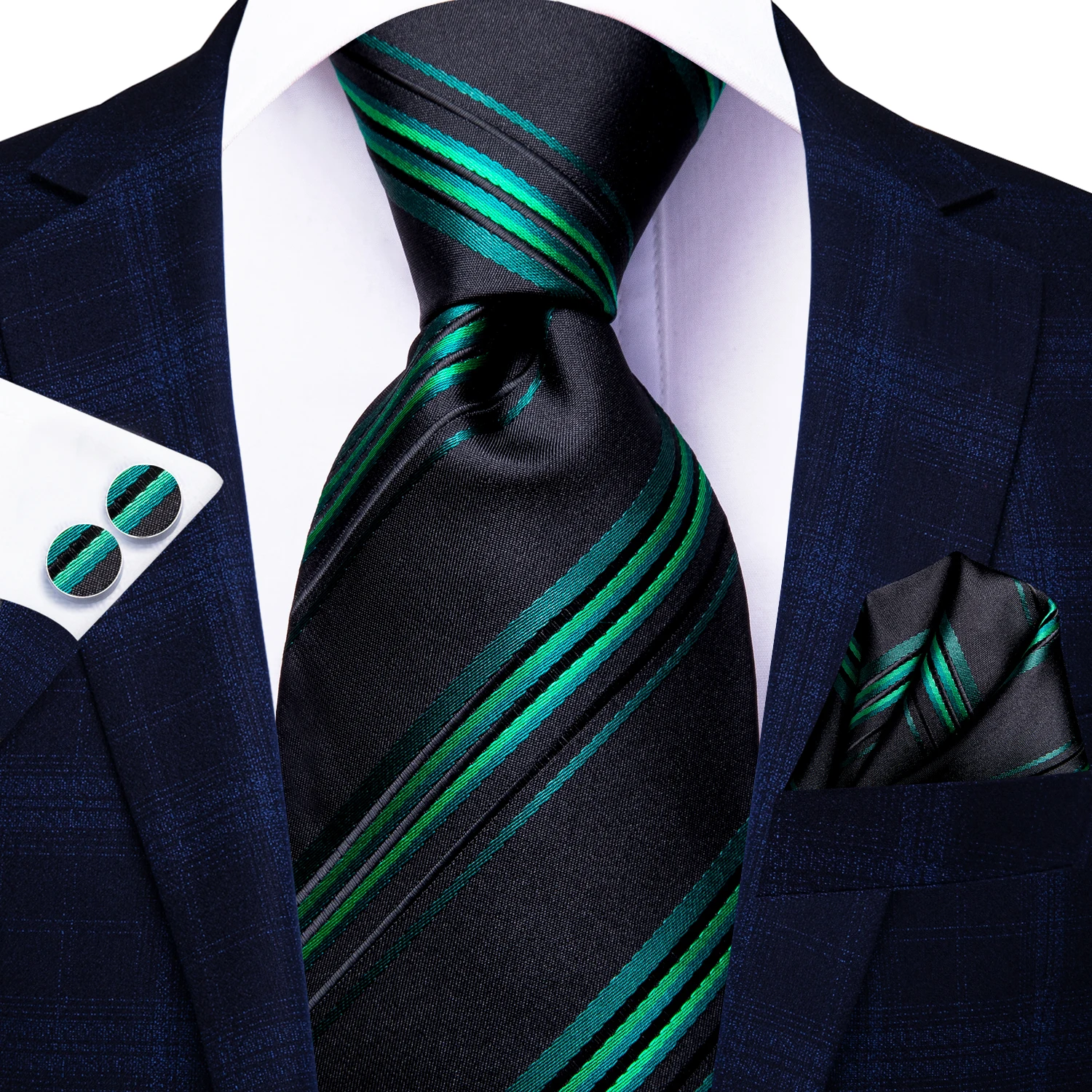 Hi-Tie verde azulado para hombre, corbata de Cachemira sólida de seda para boda, conjunto cuadrado de bolsillo, fiesta, negocios, diseñador de moda, envío directo