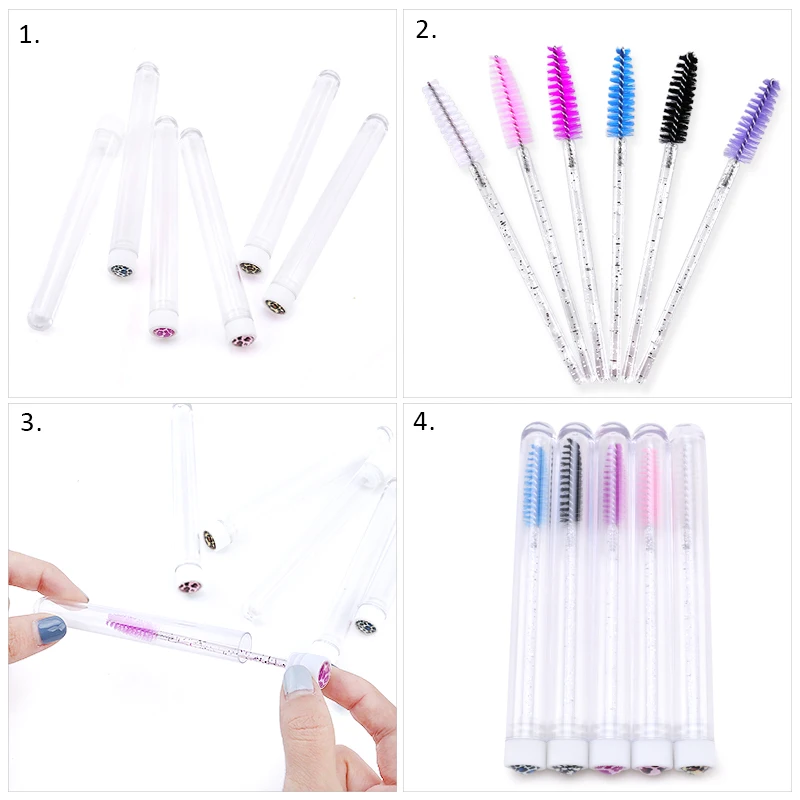 NEW Leopard style Reusable Eyebrow Brush Tube Eyelash Extension Applicator Disposable Mascara Wand Diamond Eyelash Brush Tube