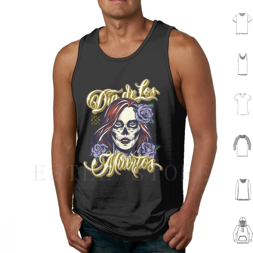 

Dia De Los Muertos-" Catrina "-V3 Tank Tops Vest Dia De Los Muertos Mexican Mexico Holliday Cellebration Party Skull