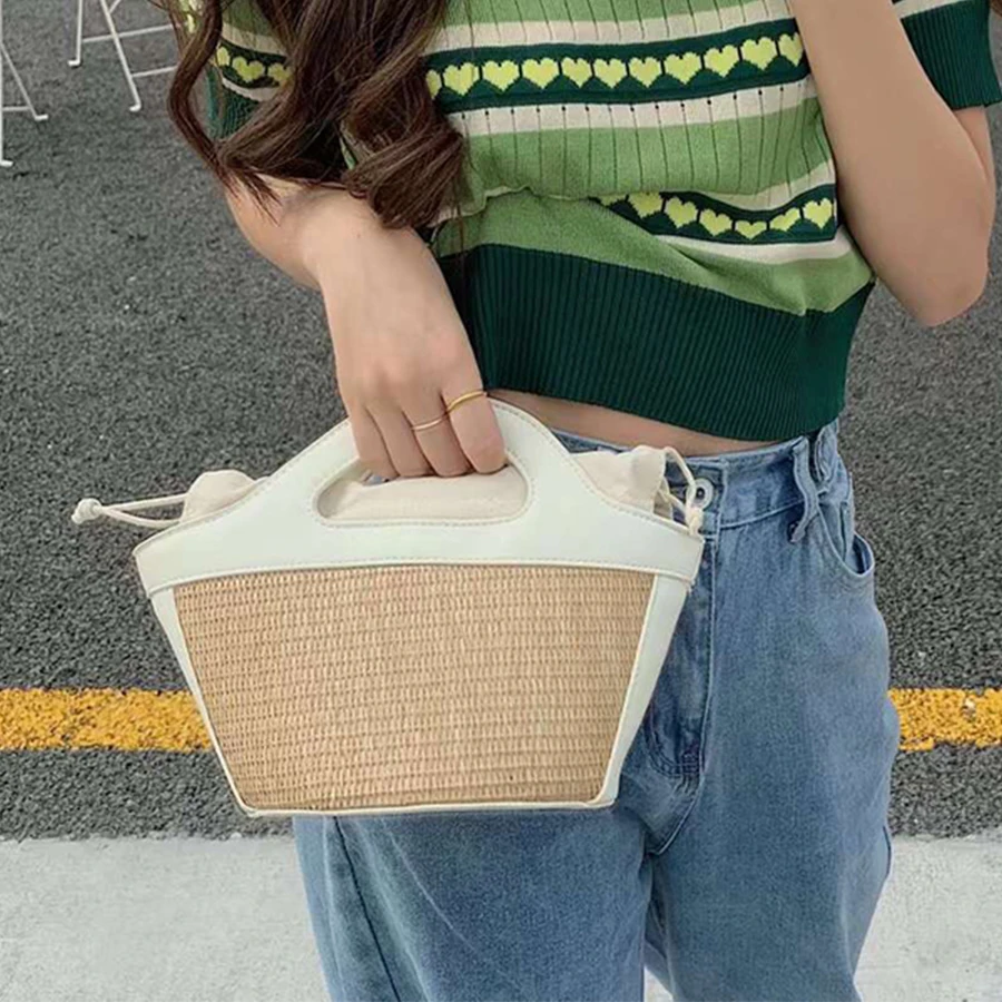 Straw Rattan Woven Women Handbags Designer Summer Beach Shoulder Bags Casual Basket Crossbody Bag Fashion Travel Purses 2021