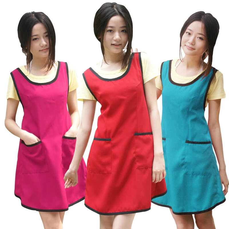 Women Men Waiter Flower Coffee Tea Shop Cleaning Work Kitchen Apron Long With Pockets Adult Cooking BBQ Baking Aprons Dress Bib