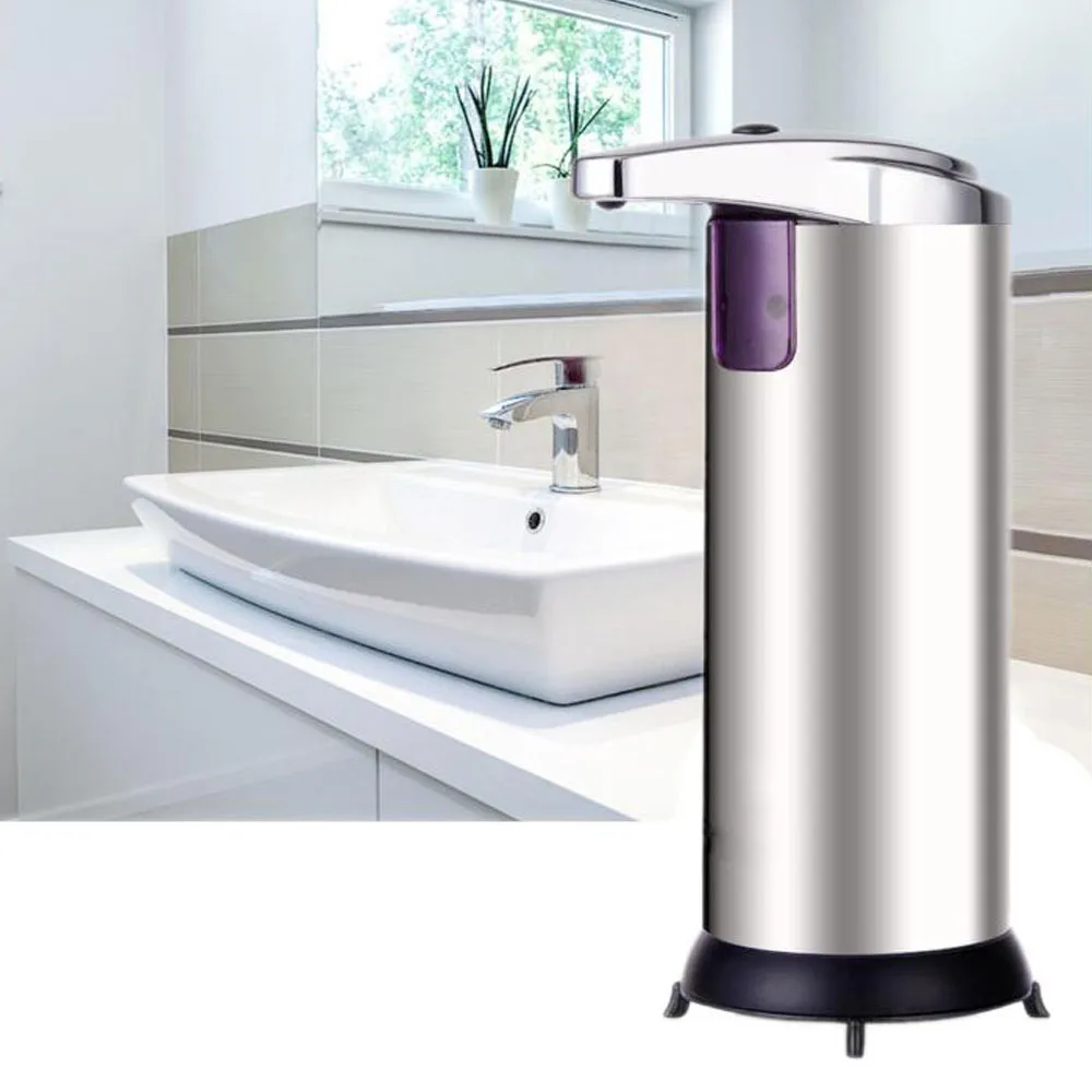 Stainless Steel Automatic Liquid Soap Dispenser, Touchless Smart Sensor, Bathroom and Kitchen, 250ml