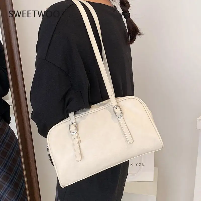 Pu Leather Solid Color Shoulder Bags For Women Stylish Casual Trend Female Bag 2021 Classics Design Simple Ladies Handbag