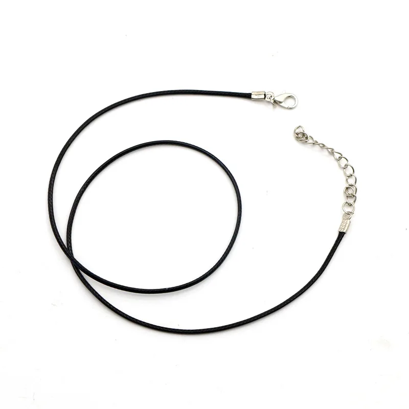 100Pcs/Lot Bulk 1.5MM 2MM Black Wax Leather Snake Necklaces Cord String Rope Wire Extender Chain For Jewelry Making Wholesale