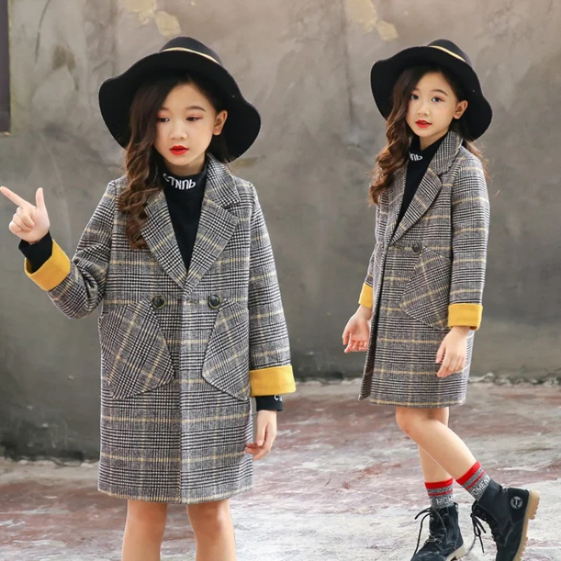 

Girls Baby's Kids Wool Coat Jacket 2021 Cardigan Warm Thicken Plus Velvet Winter Autumn Cotton Woolen Children's Clothes