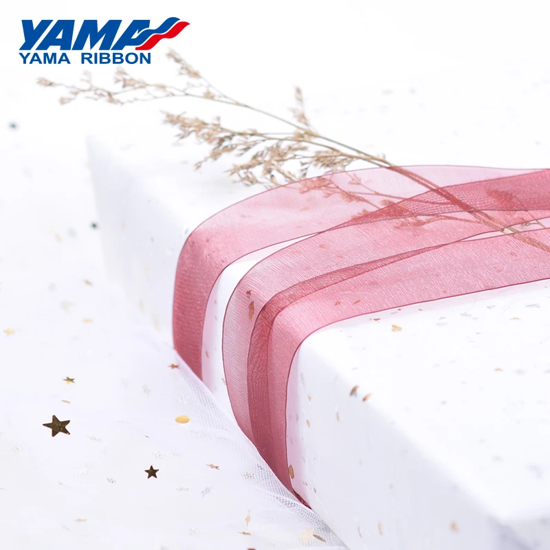 YAMA-Sheer Organza Silk Ribbon for Crafts, Gift Packing, Wedding Party, DIY Decoration, 25mm, 25Yards/Roll