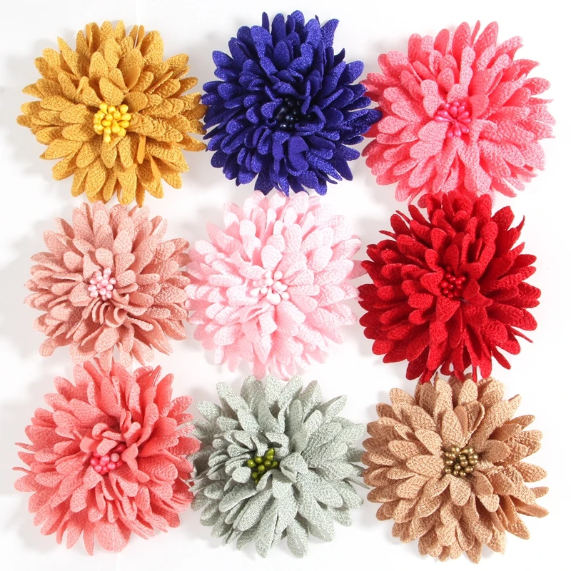 

200PCS 7.5CM 3" Lace Fabric Flowers For Boutique Headbands Chiffon Headwrap Wedding Decoration For Hair Accessories