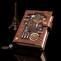 New European Retro Notebook Personality Creative Notebook Steampunk Hand Book Loose-leaf Retro Hand Book Notepad Leather Diary