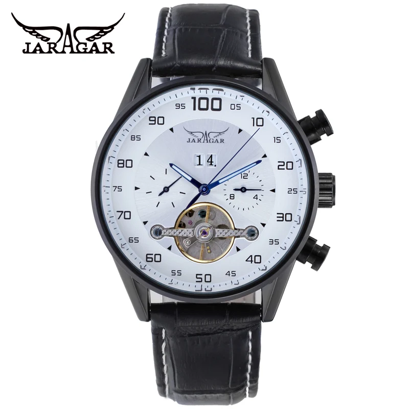 JARAGAR – montre mécanique pour hommes, numérique, multi-couches, avec cadran creux à trois yeux, ceinture de date, tendance