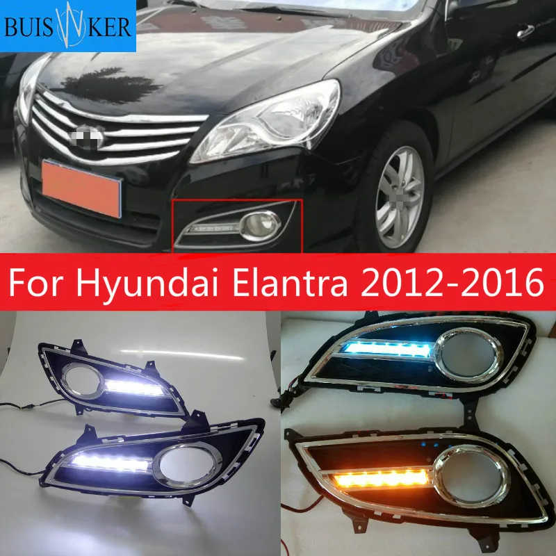 

2Pcs LED car DRL Daytime Running Light Daylight Waterproof Signal lamp lights for Hyundai Elantra 2012-2016