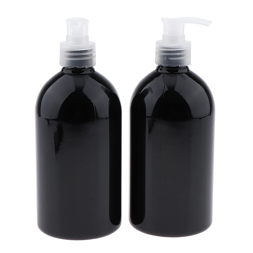 2-Pack 16 Ounce 500mL Refillable Empty PET Plastic Shampoo & Conditioner Pump Bottle Sets