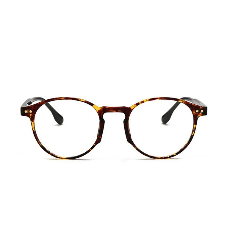 0 -0.5 -0.75 -1.0 To -6.0 Blue Light Blocking Rivets TR90 Short-sight Eyewear Women Men Round Prescription Glasses Leopard Frame