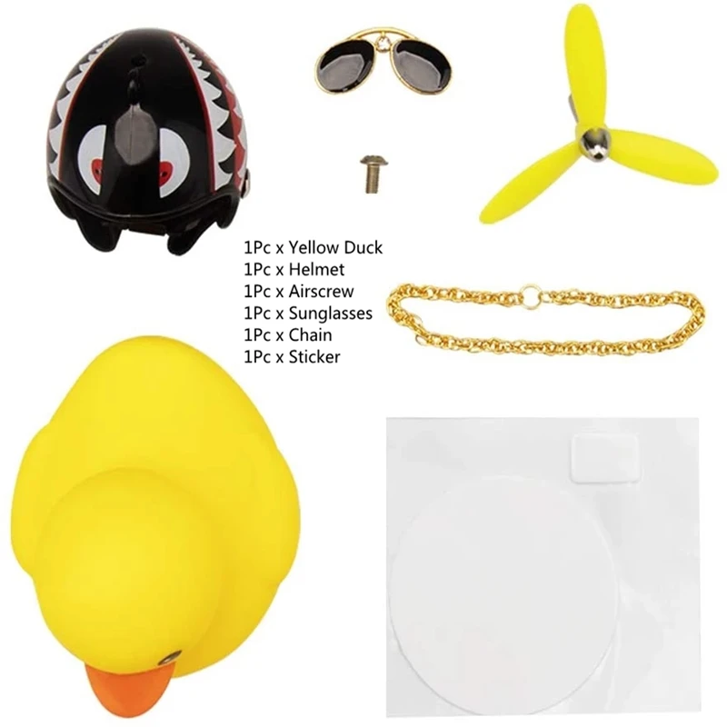 Auto süße kleine gelbe Ente mit Helm Propeller windbrechende wellenbrechende Ente Auto interne Dekoration ohne Lichter Spielzeug – Detail 4