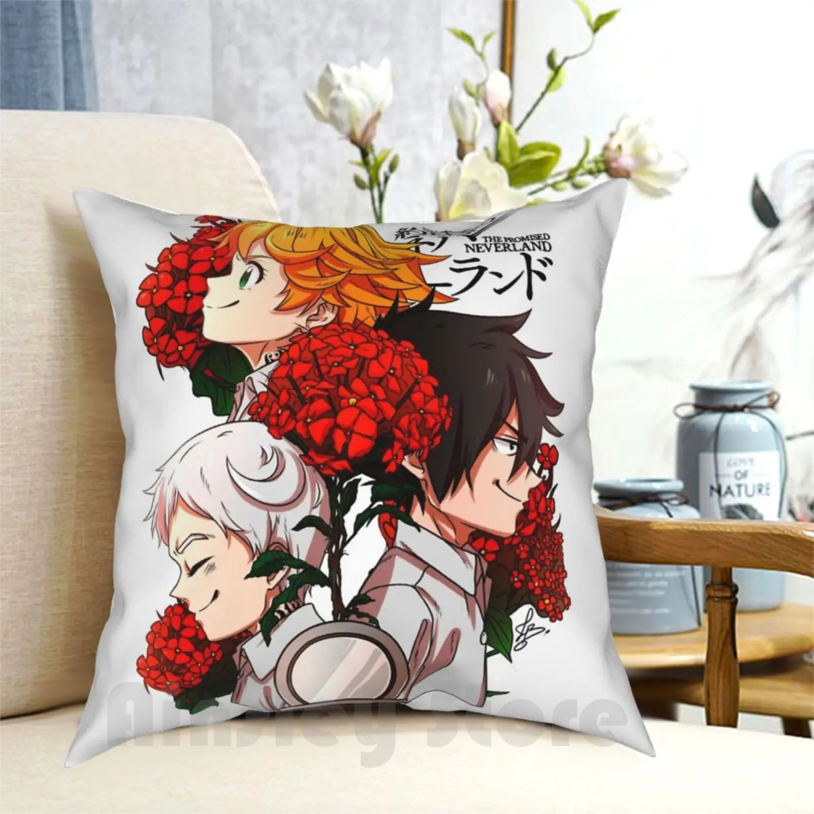 The Promised Neverland-Hope Pillow Case Printed Home Soft Throw Pillow Emma Ray Norman Anime Manga Shonen Jump Monsters