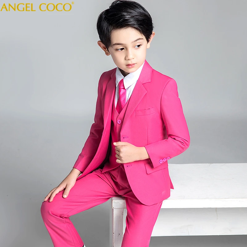 

Children's Formal 5pcs Suit Sets Flower Boy Wedding Party Prom Birthday Dress Costume Kids Blazer Vest Shirts Pants Outfits 2020