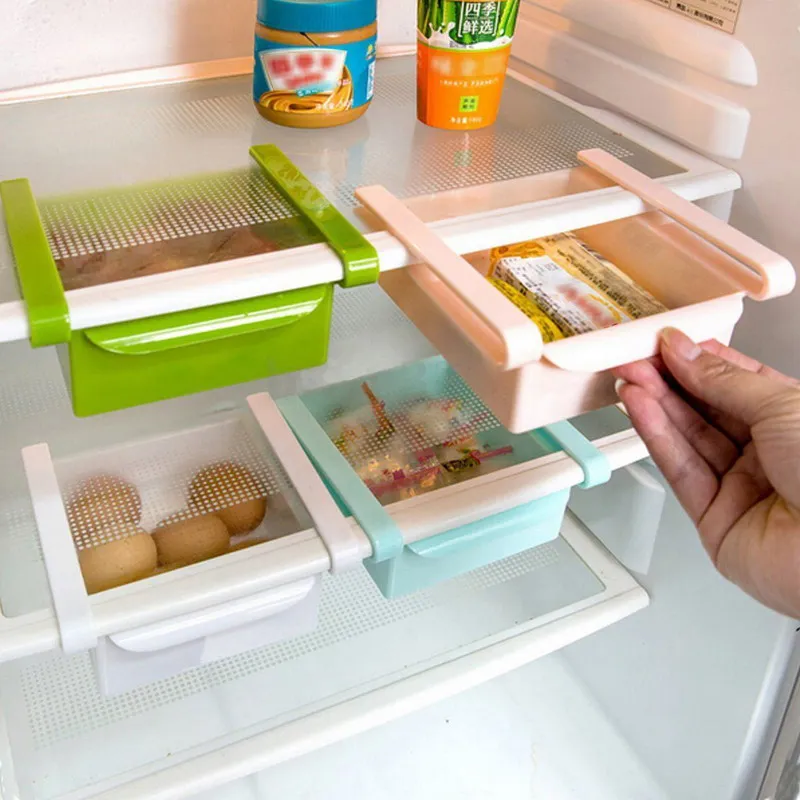 

Refrigerator Shelf Rack Holder Fridge Shelf Holder Pull-out Storage Drawers Organiser Space Saver Food Storage Box