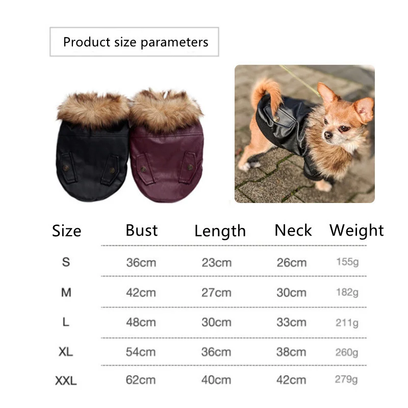 Winter Dog Clothes Pet Dog Plus Velvet Warm Thickening Leather Coat Jacket Jumpsuit Puppy Parkas For Chihuahuas Small Medium Dog