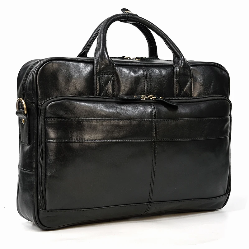 Men Briefcase Genuine Leather Laptop Bag 14 15.6" PC Doctor Lawyer Computer Bag Cowhide Male Briefcase Leather Men Business Bag
