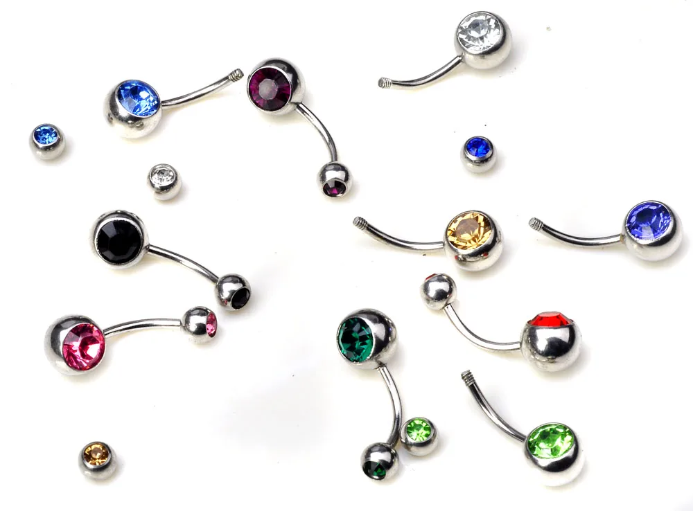 10Pcs/Lot Belly Button Rings Crystal Surgical Steel Body Jewelry Belly Piercing Sex Real Navel Rings Piercing Ombligo Pircing