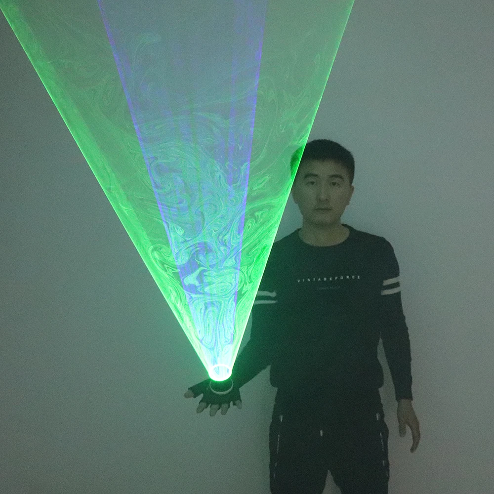 Luvas laser verde e azul para dj, luva com efeito de túnel rotativa automática de led multicolorida, acessórios de fantasia luminosa