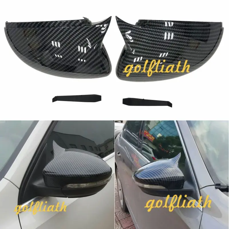 

NEW Side Wing Mirror Covers Caps carbon fiber look Replacement fit for volkswagen Scirocco passat CC golf MK7 Rearview