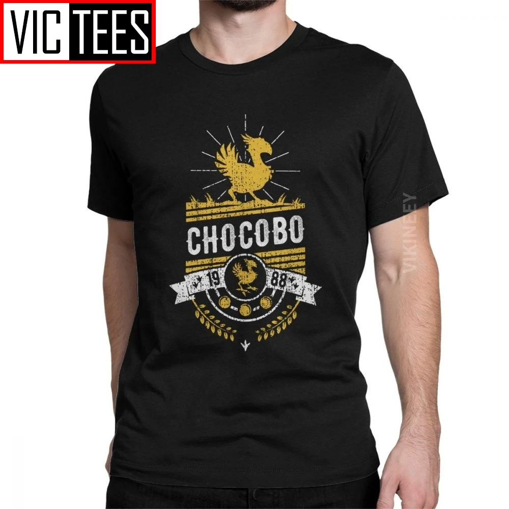 Final Fantasy T Shirt for Men Pure Cotton Cool Tshirt FF7 Video Game Strife Shinra Chocobo Clothes Oversized