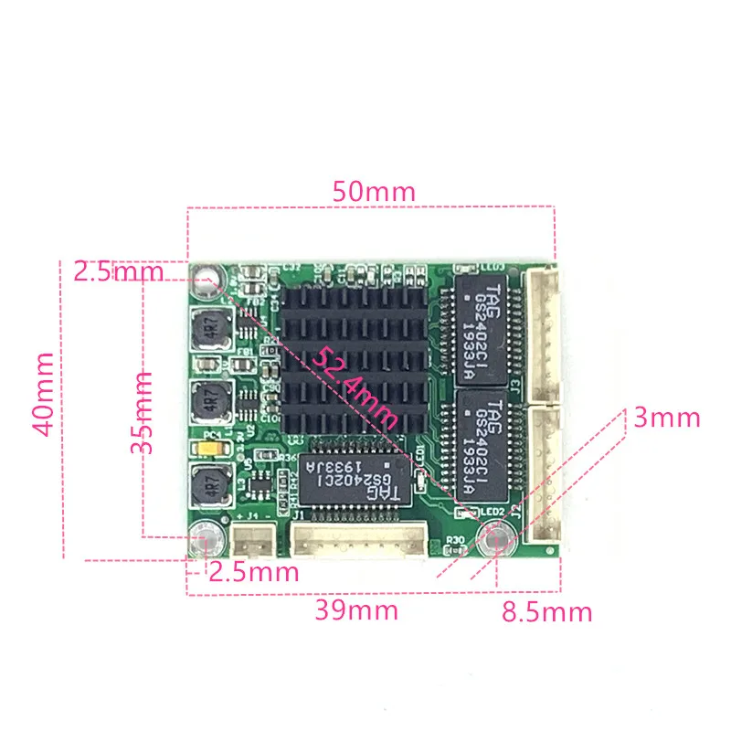 Módulo de interruptor Ethernet Industrial, placa base de puertos de autodetección OEM de 10/5/8/100 mbps, 3/4/1000 puertos no gestionados, 5V12V18V