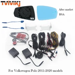 TVYVIKJ Side rearview mirror blue glass lens with blind spot system BSA For VW Volkswag Polo 2011-2020 anti glare BSD