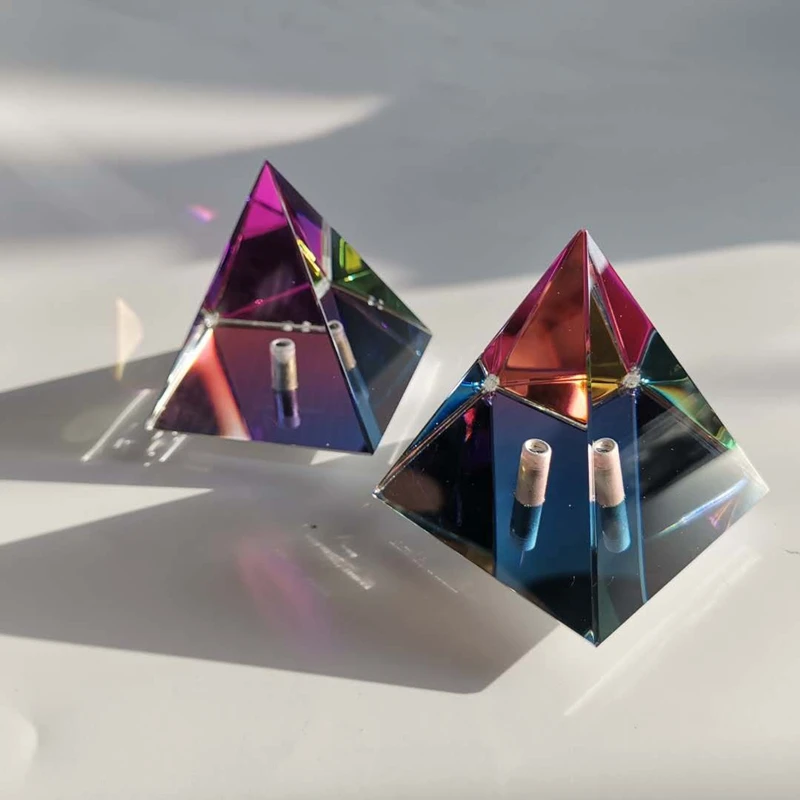 Egypt Egyptian Color Pyramid Glass 58mm Crystal Feng Shui Craft Ornament Chakra Healing Amulet Home Decor