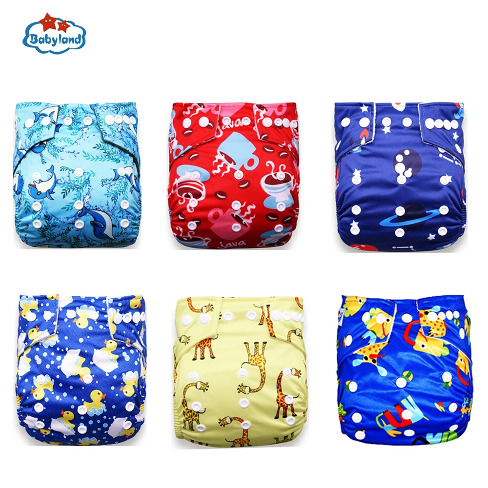 Babyland OEM Friendly Washable Reusable Baby Diaper Infant Nappy 6pcs +Nappy Insert Diaper Absorbents 6pcs For Pocket Diapers