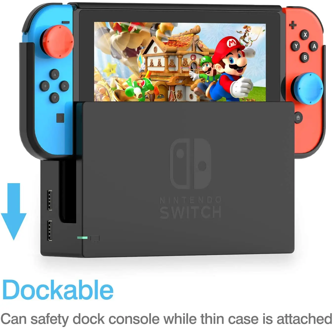 HEYSTOP Für Nintendo Schalter Dockable Fall, PC Schutzhülle für Nintendo Schalter mit Screen Protector und Daumen Griffe Kappen