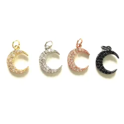 5pcs Small Size Micro Zirconia Paved Moon Charm for Women Bracelet Necklace Making Trendy Pendant for Handmade Jewelry Accessory