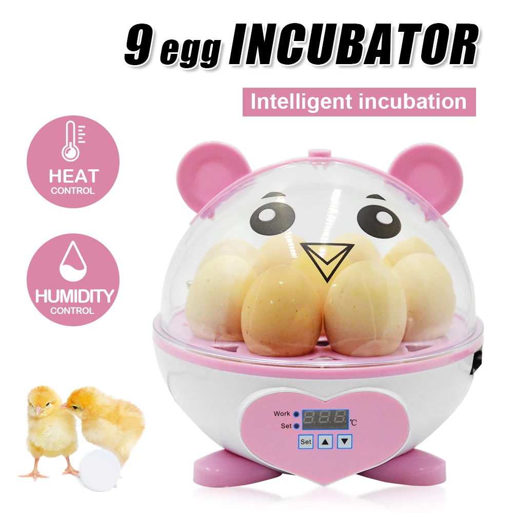 Farm Incubation Egg Hatching 9 Eggs Incubator Automatic Temperature Control Hatcher for Chickens