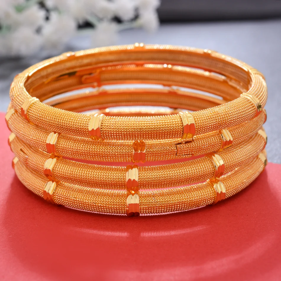 Gold Color Bangles For Women Girls Men Bracelet Jewelry Arab Middle Eastern African Fashion Metal Bangle