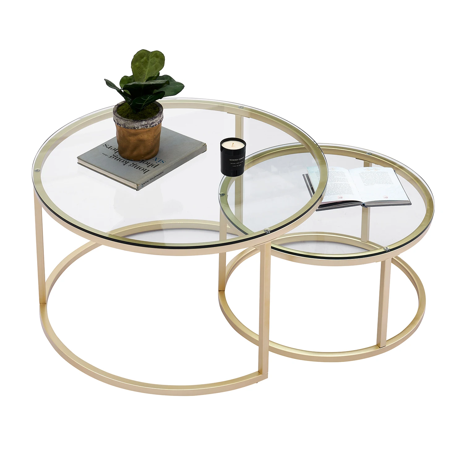 2 in 1 Living Room Coffee Tables Marble Texture Wooden Combination Furniture Round Tea Table Durable Table