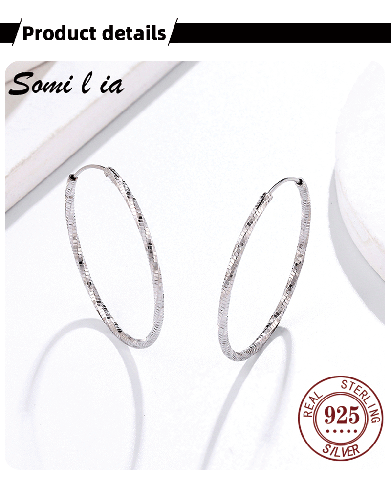 Somi Lia Neue Kollektion 100% 925 Sterling Silber Farbige Leuchtende Klare CZ Kreisförmige Creolen für Damen Mode-Ohrringe Schmuck – Detail 2
