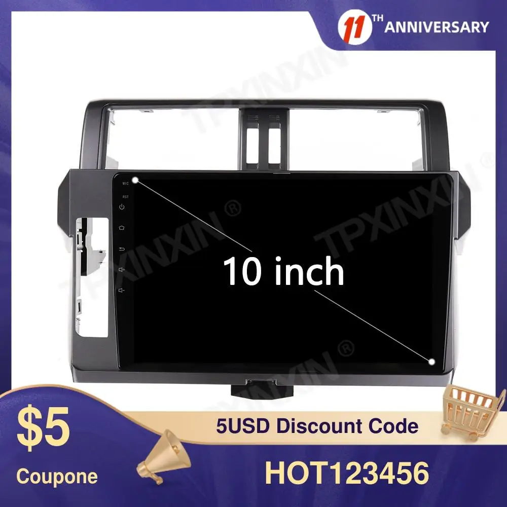 GPS Navigation Android 13.0 For Toyota Prado 2014-2017 Car Multimedia Player Headunit Radio Tape Recorder Auto Stereo Music Pad