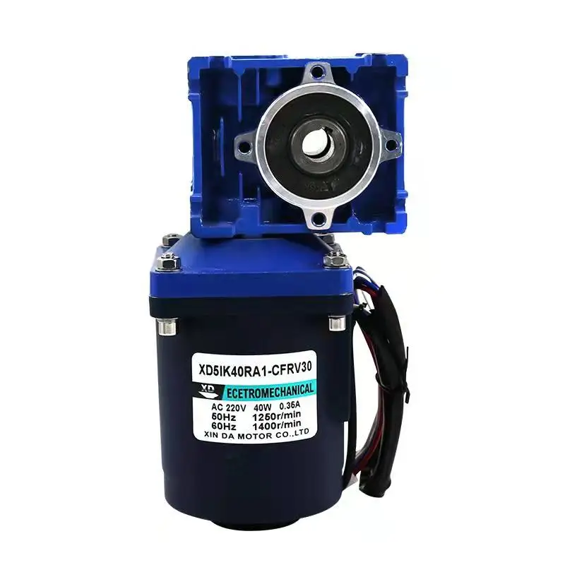 40W RV30 220V AC Dual Output Shaft Worm Gear Motor with Speed Regulator Adjustable Speed CW CCW High Torque with Self-locking