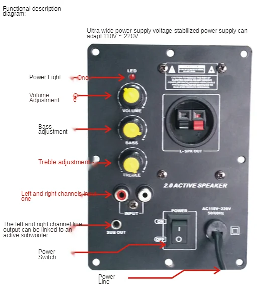 2.0 Bookshelf box power amplifier board stereo computer multimedia switching power supply integrated power amplifier 110V-220V