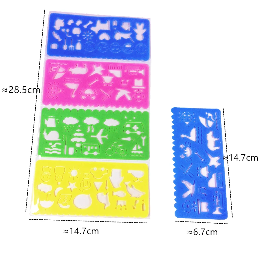 4pcs/Set Colorful Drawing Template Ruler Promotional Gift Stationery  Puzzle Stationery Children's Drawing Toys