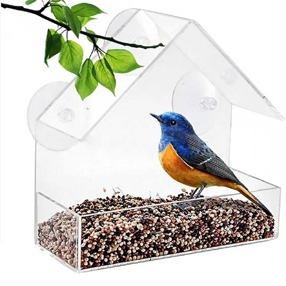 

Bird Feeder Acrylic Transparent Window Bird Feeder Tray Bird House Pet Feeder Suction Cup Installation House Type Feeder