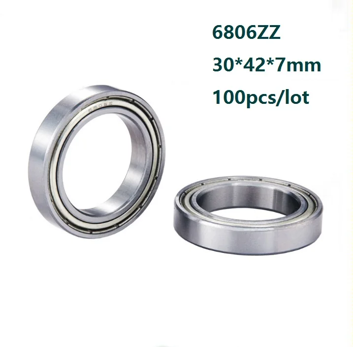 100pcs/lot 6806ZZ 6806 ZZ 6806Z Double metal cover 30x42x7mm Thin Deep Groove Ball Bearing 30*42*7 mm