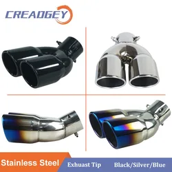 Creadgey 1PCS Car Bending Exhaust Tip Stainless Steel Universal Dual Muffler Rear Tail Pipe Nozzle Car Styling Accessories