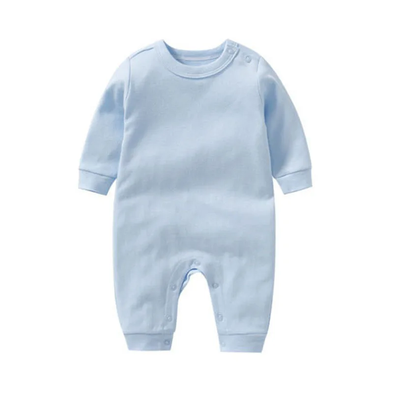 Soft Cotton Newborn Baby Rompers Full Sleeve Infant Boy Girl Solid Color Jumpsuit Basic Clothing Pajamas Outfits